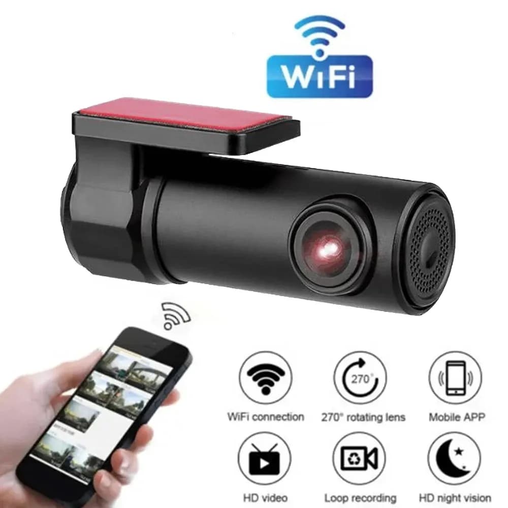 كاميرا سيارة ذكية بدقة HD1080P مع تطبيق تحكم واي فاي واتصال USB، مسجل فيديو برؤية ليلية - 2