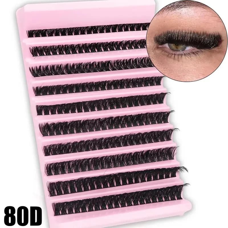 200Pcs DIY Personal Lashes 40P Eyelash Cluster Natural Look Wispy Lashes 9-16MM D Curly Hair Personal Clusters Lashes Fluffy - 5