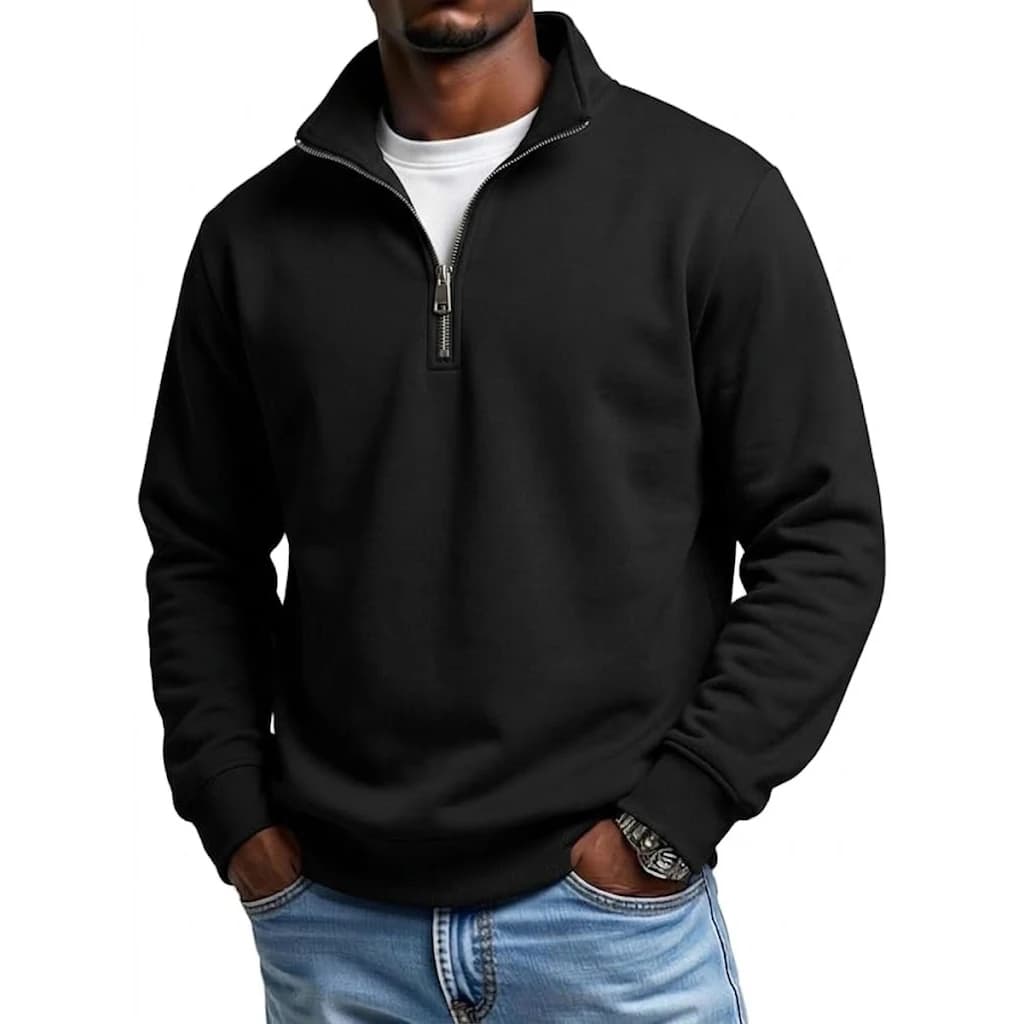 Outdoor Men Zipper Sweatshirts Spring Quarter Zip Pullover Half Zipper Hoodie for Men Gym Man Autumn Solid Men's Sweatshirt Coat - 3