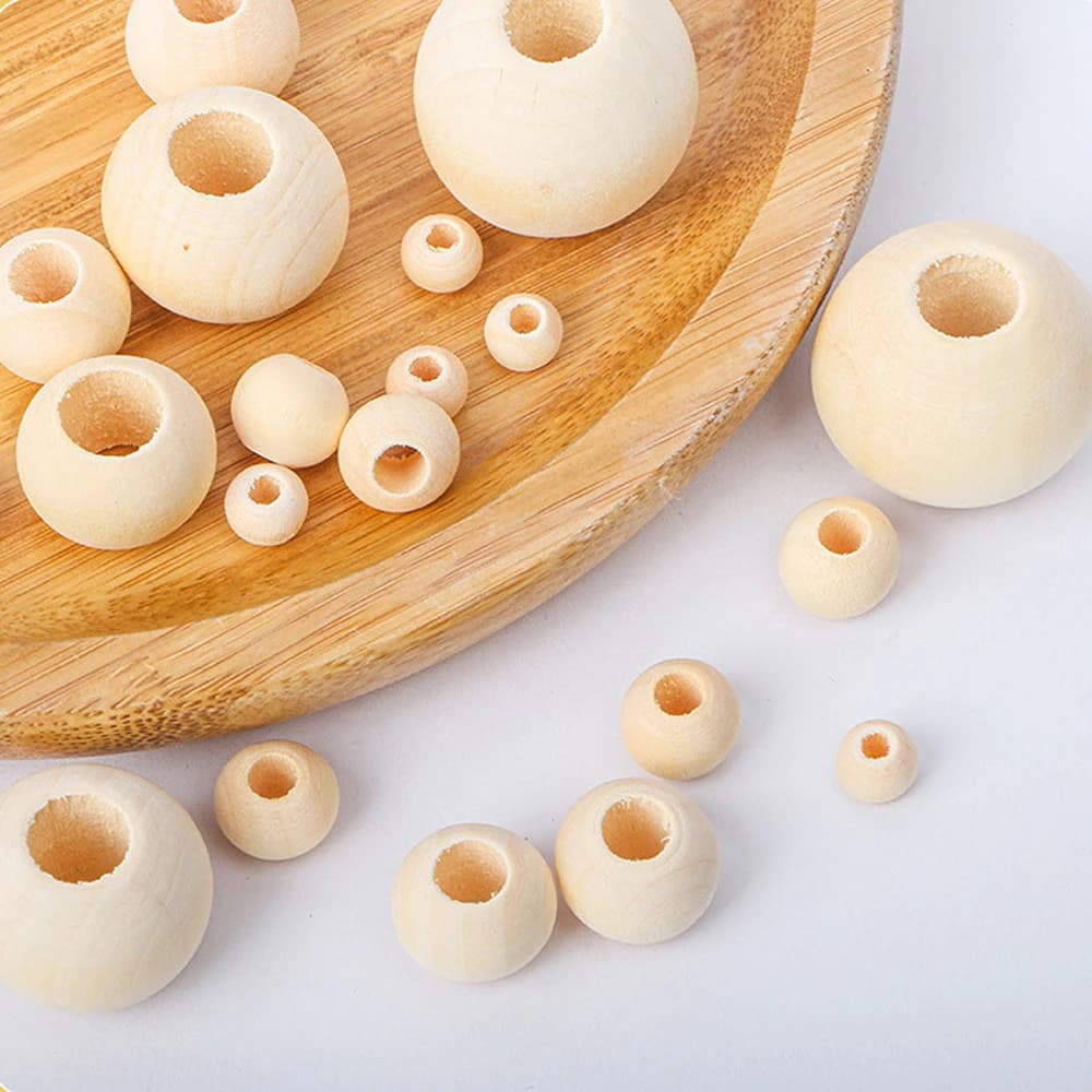 30-500PCS 5-20mm Natural Wooden Round Spacer Beads Big Hole Lead-Free DIY Jewelry Making Craft Accessories Loose Beads Supply - 3