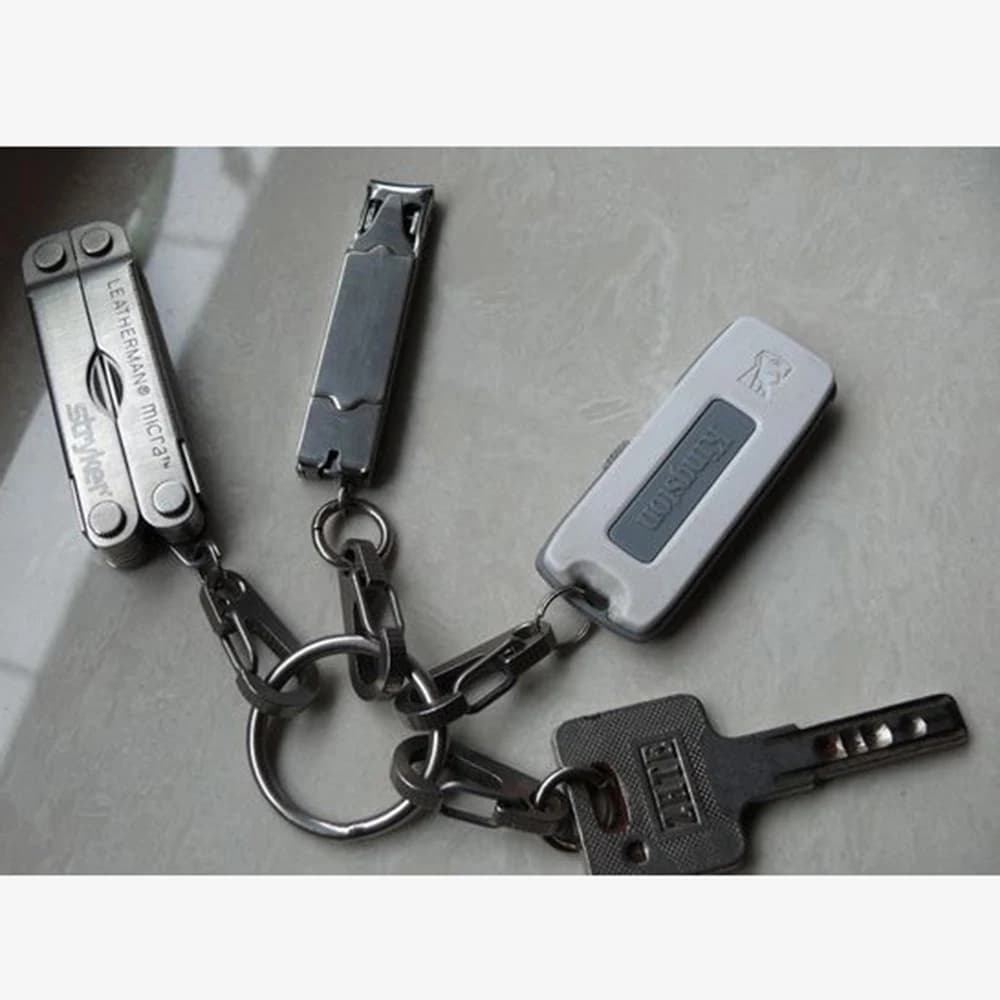 مشبك مفاتيح ربيعي صغير مع كارابينر EDC، حامل زجاجة تخييم، حلقة مفاتيح، أدوات خارجية رائجة - 3