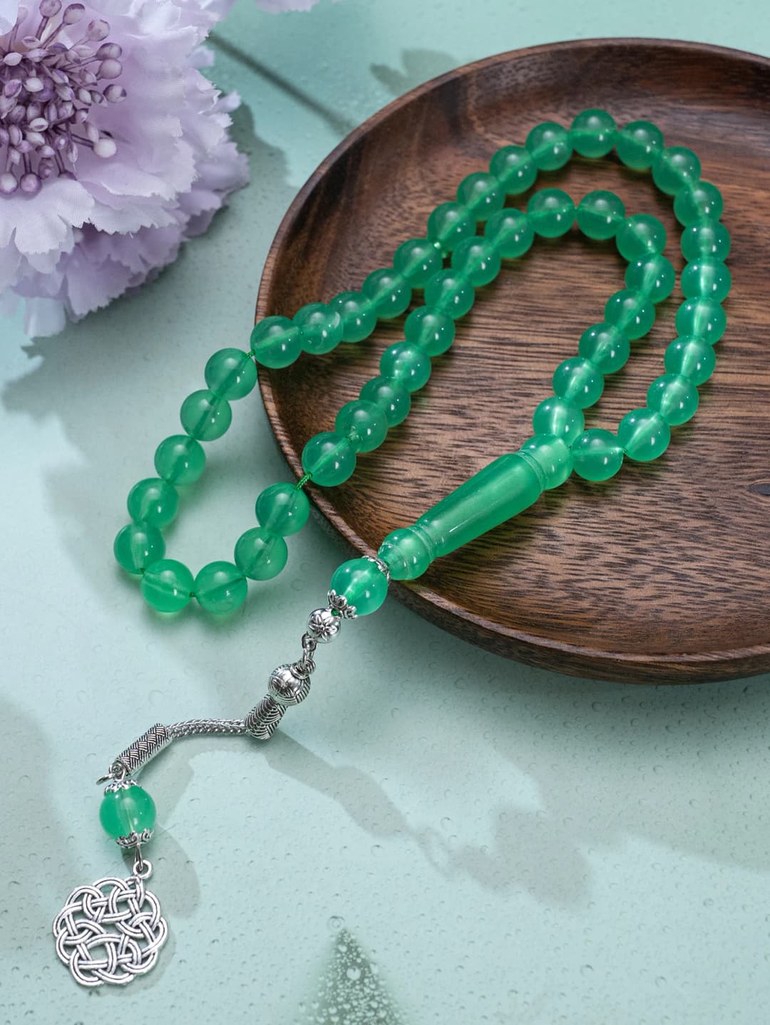 سوار عد الصلوات الإسلامي | 45 خرزة أكريليك | قلادة فضية دوارة بنقش عربي | أداة صلاة للجنسين - 3