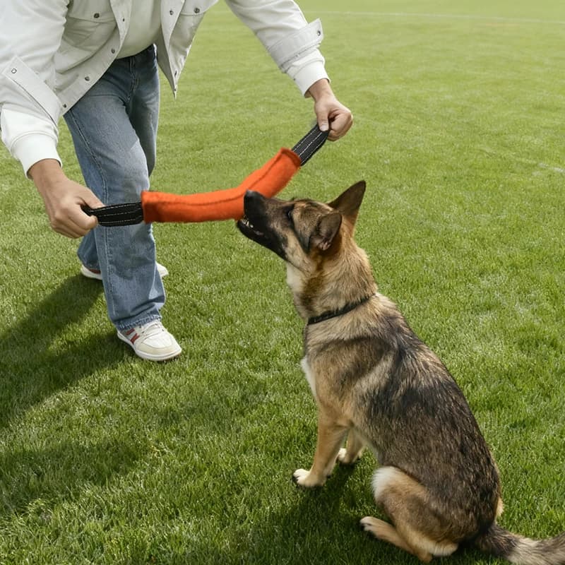 لعبة شد وسادة لدغة من الجوت، معدات تدريب متينة وتفاعلية للكلاب الكبيرة والصغيرة - 3