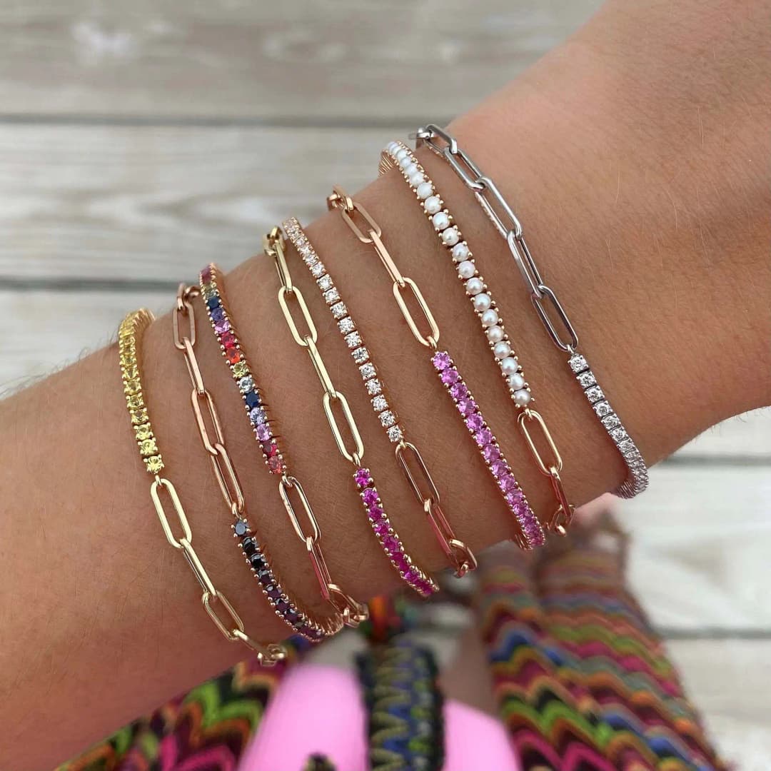 Luxury Color Cubic Zirconia Gold Color Tennis Bracelets For Women Girls 2022 New Trend Chain Bracelets Jewelry Party Gifts - 2