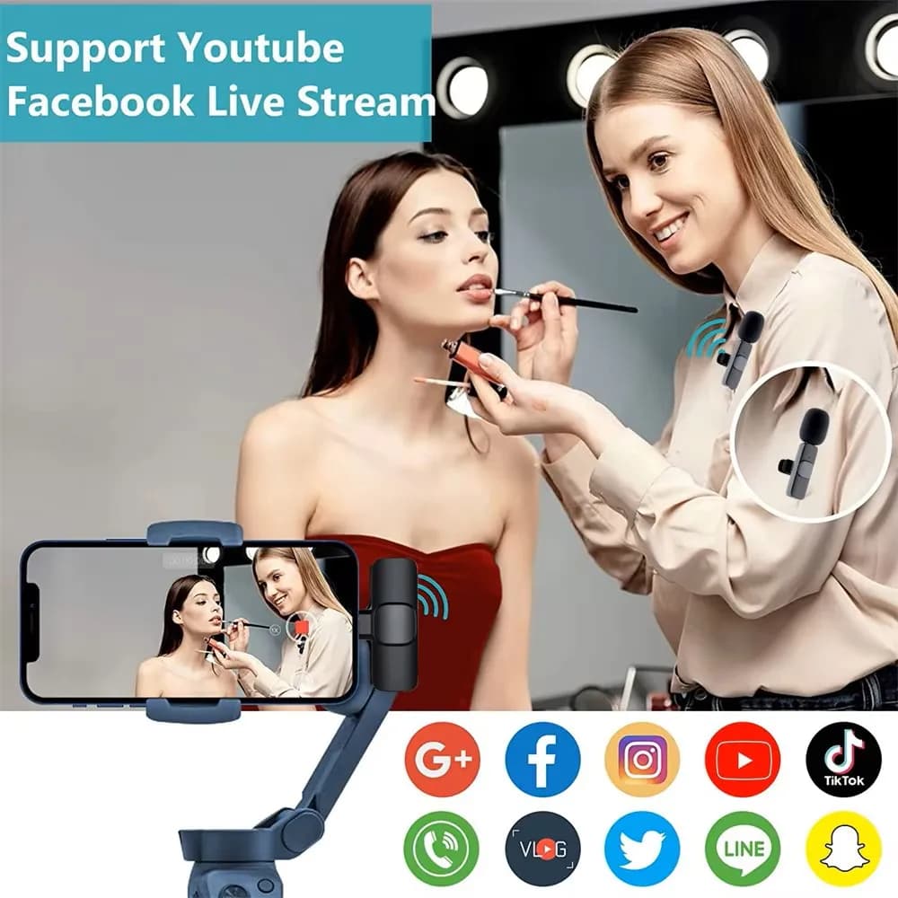 Lenovo Mini Portable Wireless Lavalier Microphone for Live Broadcast Gaming Audio Video Recording iPhone Android - 6