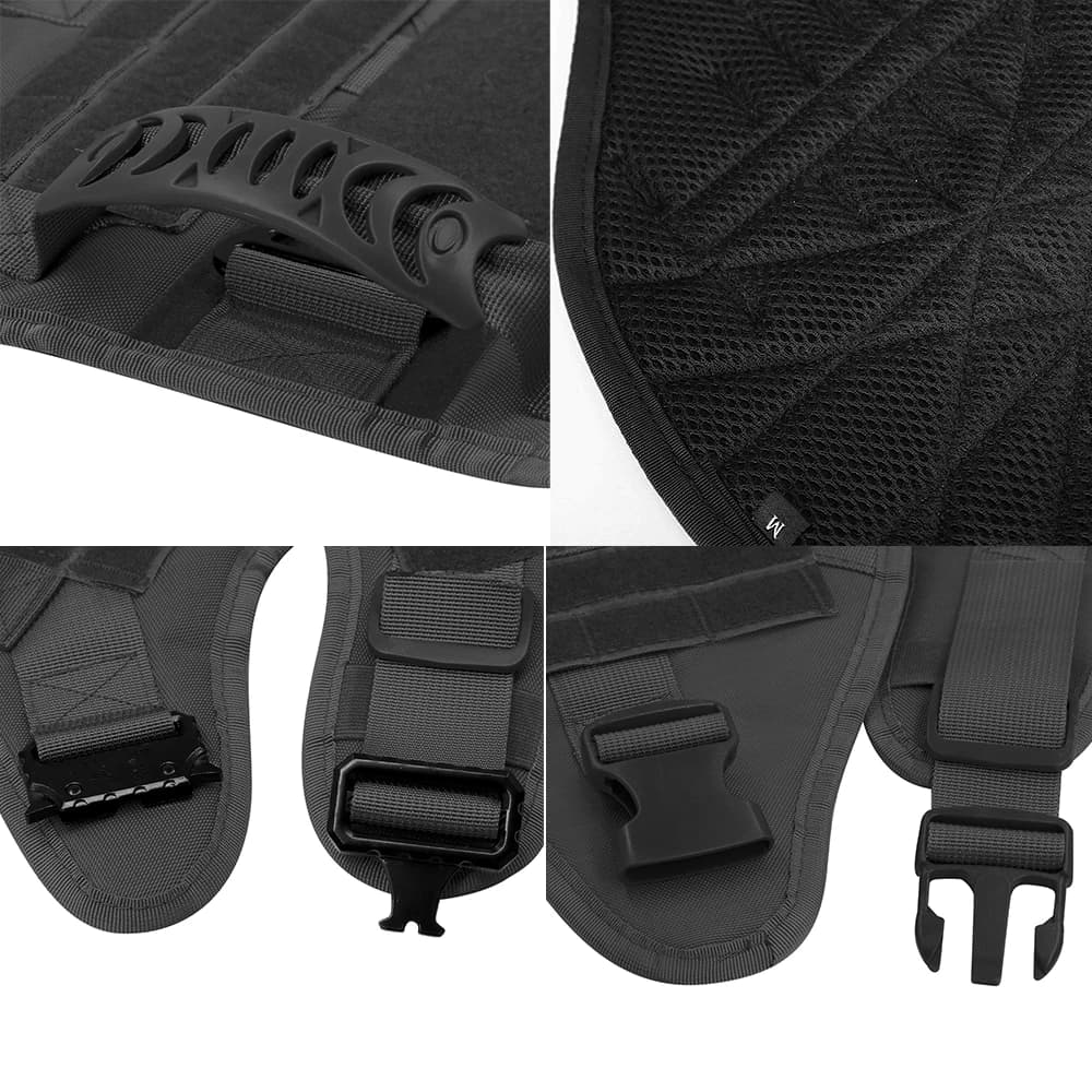 Large Dog Collar Military Dog Harness Leash Molle Pouches Pet Training Vest Tactical German Shepherd Harnesses Dogs Accessories - 5