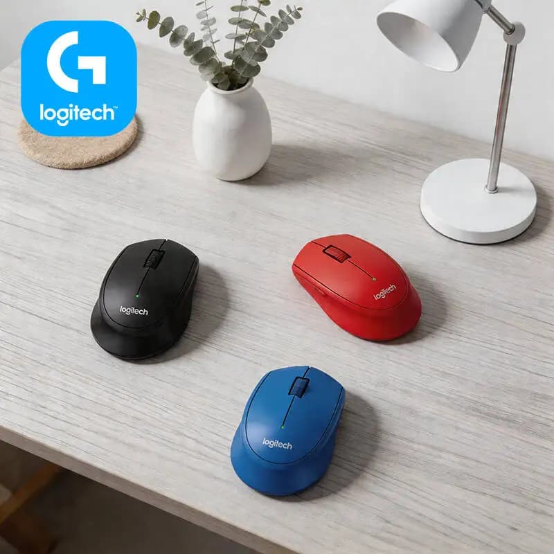 Logitech M280 Ergonomic Wireless Mouse Mute Tap 10m Connection 18-Month Battery Quick Start for Home Desktop