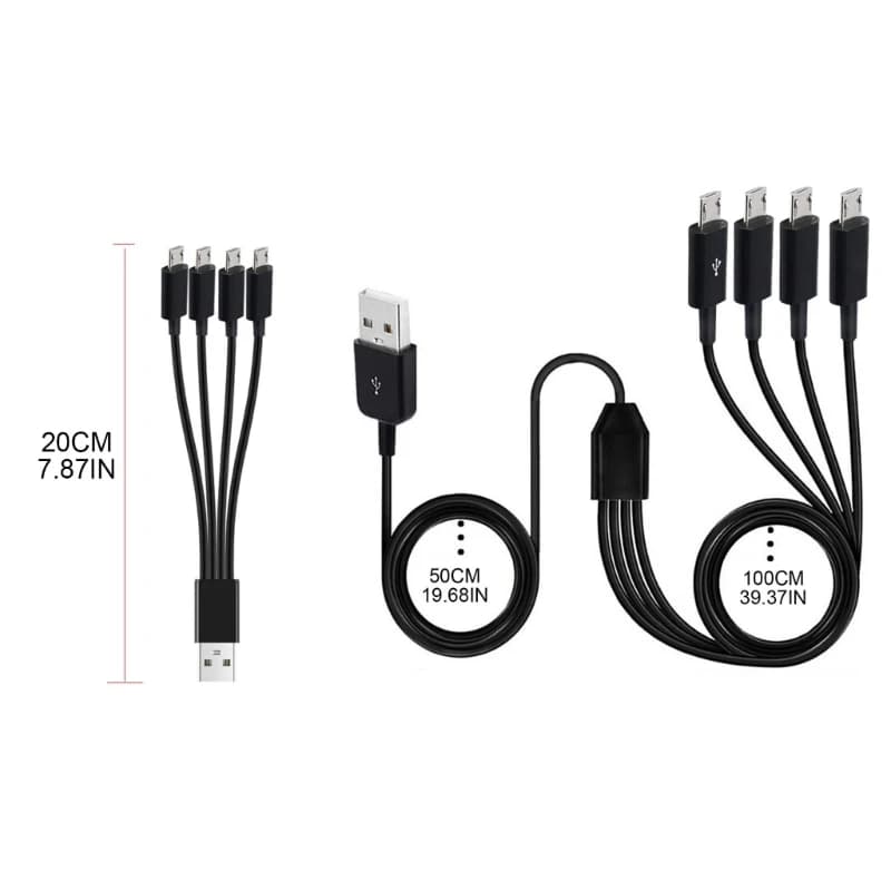 4 in 1 Micro USB Charging Cable Multi Cable for Multiple Devices 4 Tablets or Phones Simultaneously Drop shipping - 6