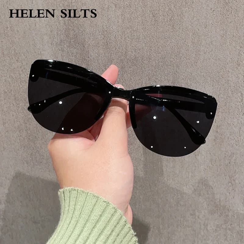 Luxury Fashion Half-Frame Cat Eye Sunglasses Women Gradient Sun Glasses Brand Designer Men Trend Punk SunglassesUV400 - 6