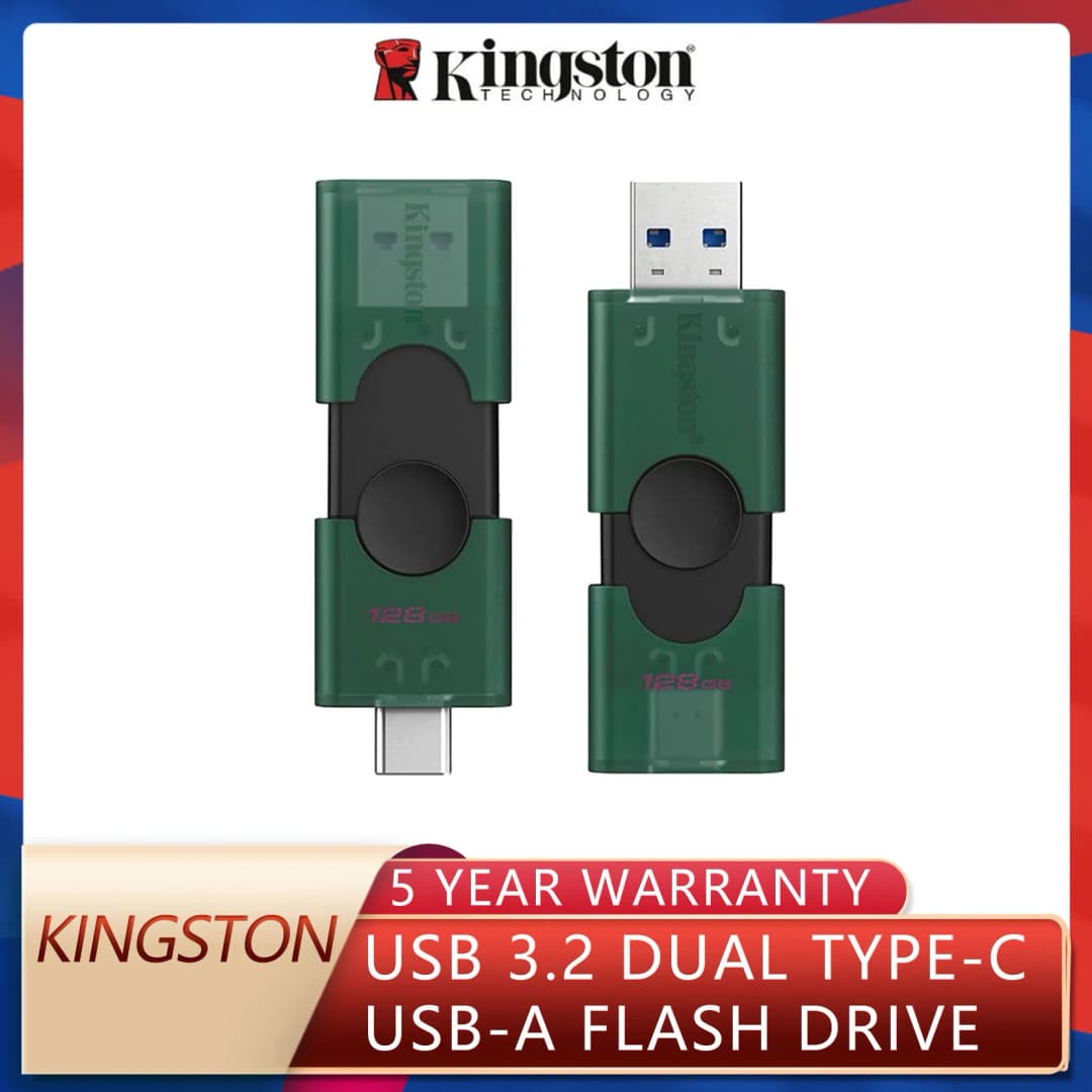 ذاكرة فلاش كينجستون USB 3.2 ثنائية Type-C إلى USB-A، 128 جيجابايت/256 جيجابايت، OTG، متوافقة مع iPhone 15 و 16
