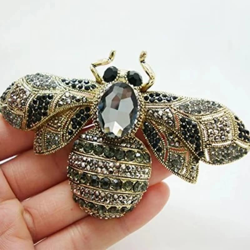 SKEDS Luxury Exaggerated Vintage Women Girls Crystal Bee Brooch Pin Fashion Elegant Lady Exquisite Insect Rhinestone Badges - 5