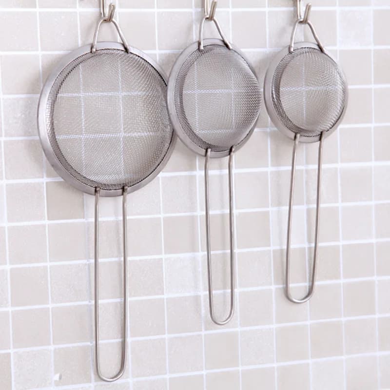 3pcs Stainless Steel Fine Mesh Strainer With Sturdy Handle And Hook, Colander Sifter For Juice Soy Milk, Kitchen Tools - 2