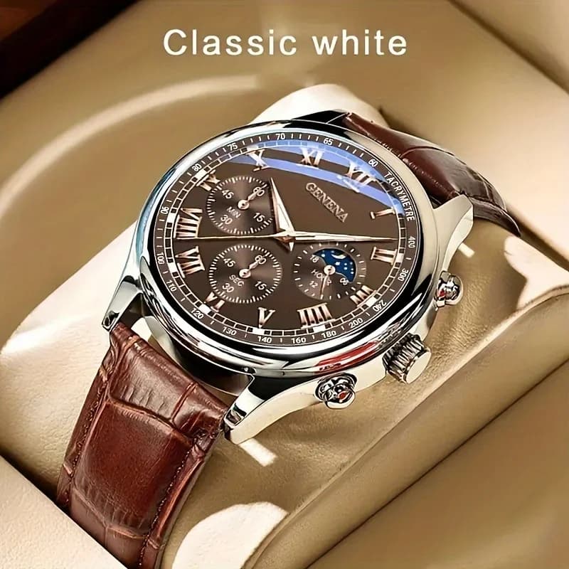 Fashion Roma Dial Men Business Watches Casual Leather Strap Male's Analog Quartz Wristwatch Reloj Hombre（Without Box）