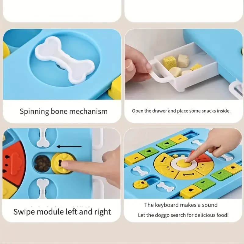ألعاب وعاء طعام بطيء للحيوانات الأليفة كلاب وقطط صندوق طعام متعدد الوظائف وعاء تغذية ألغاز للحيوانات الأليفة مناسب للحيوانات الصغيرة والمتوسطة - 6