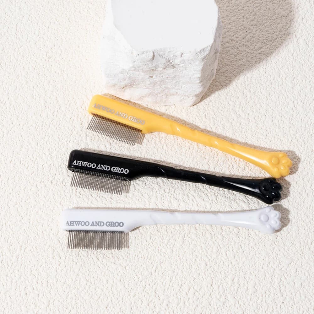 مجموعة مشط تنظيف الوجه للحيوانات الأليفة يزيل آثار الدموع وبراز العين مشط مخالب القطط مقص إصلاح شعر الكلاب مشط شعر القطط إمدادات تنظيف الحيوانات الأليفة - 4