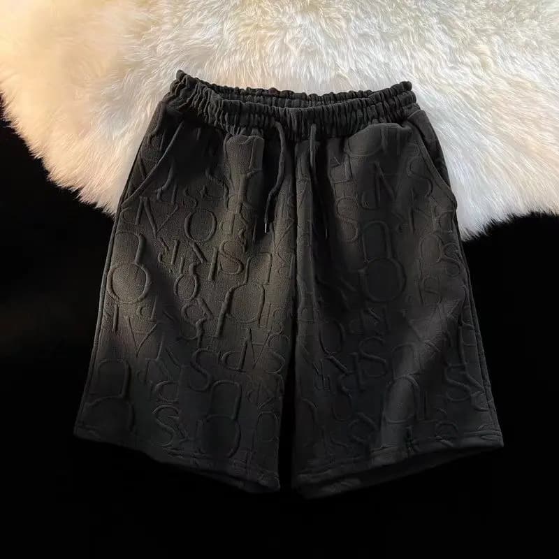 Brand Premium Waffle Casual Shorts Men Sport Loose Wide leg Running Shorts Letter Beach Baggy Board Cargo Shorts Male - 4