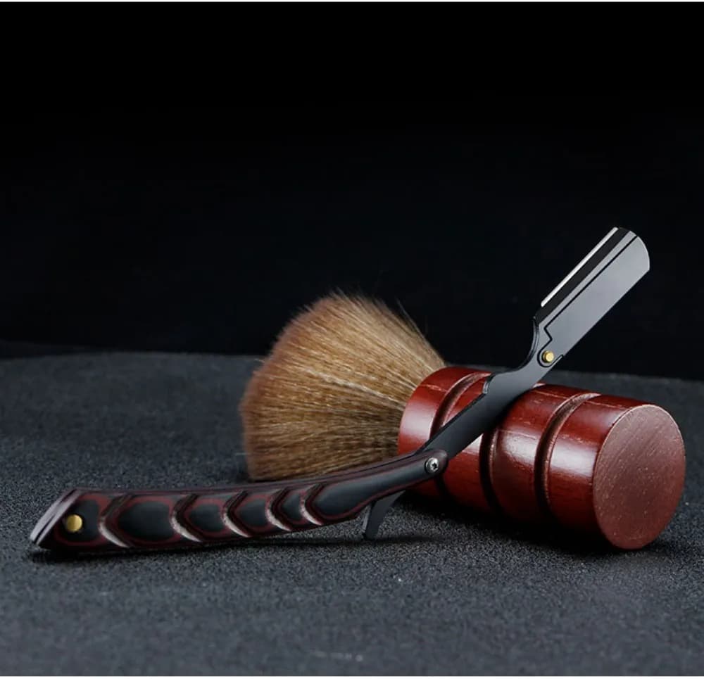 شفرة حلاقة يدوية للرجال من الفولاذ المقاوم للصدأ بحافة مستقيمة قابلة للطي مع شفرة - 5