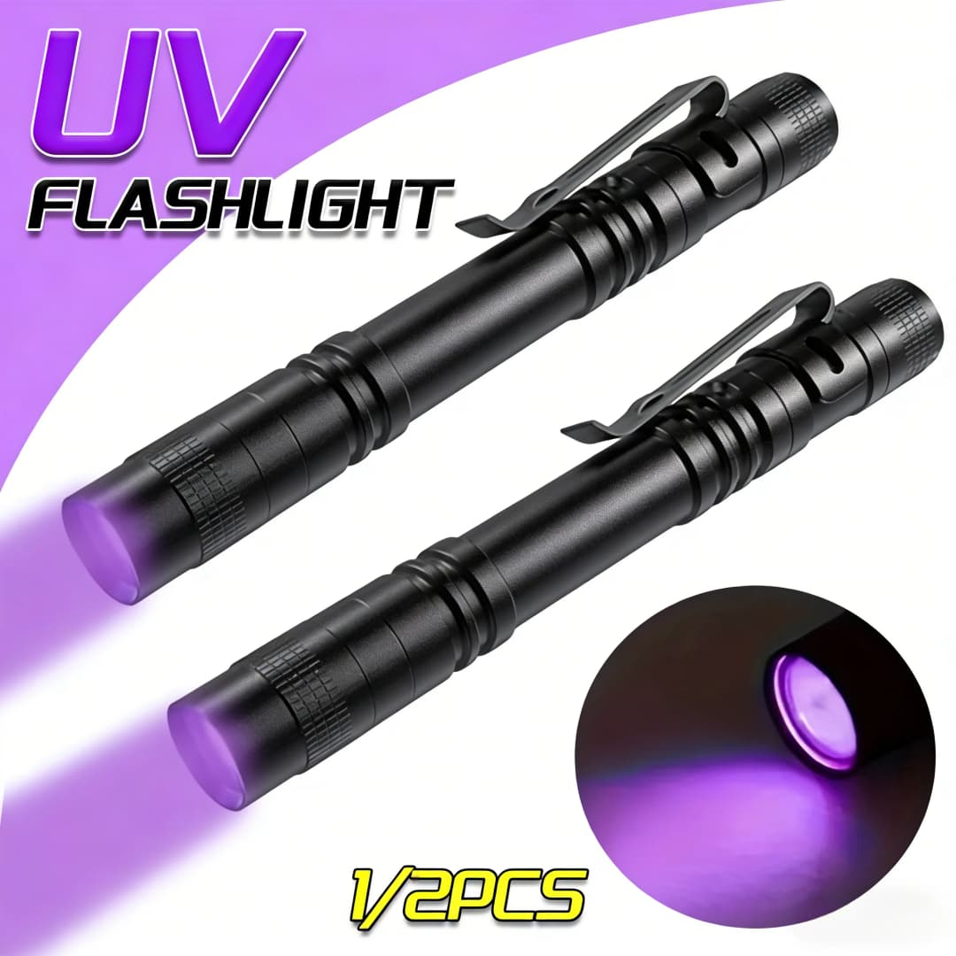 كشاف UV بأشعة فوق بنفسجية 395nm، كاشف بول للحيوانات الأليفة، كاشف عقارب، مصباح UV محمول مع مشبك قلم، يعمل ببطاريات AAA
