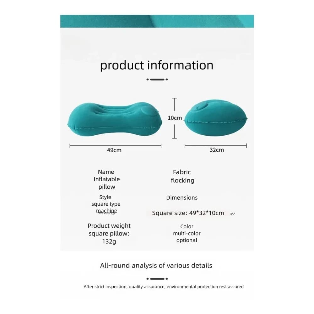 Portable Comfortable Inflatable Pillow, Camping Pillow, Pool Pillow, Ultra Soft Car Pillow for Neck and Lumbar Support - 5