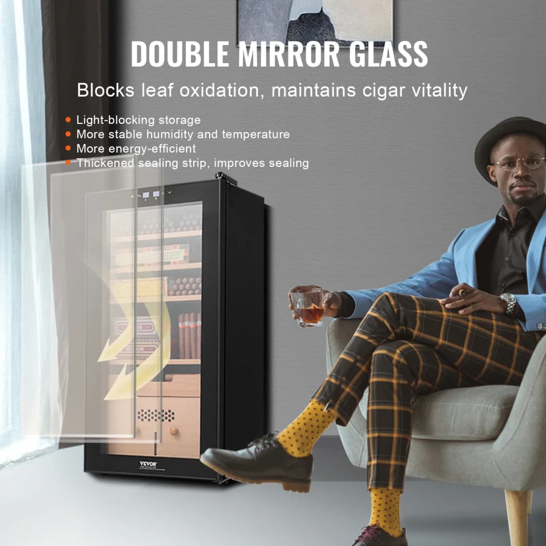 خزانة سيجار كهربائية من فيفور بسعة 82 لتر مع تحكم في التبريد والتسخين والرطوبة و6 طبقات من خشب الأرز الإسباني - 5