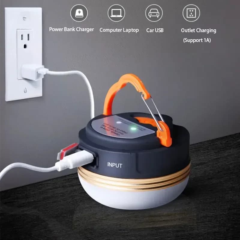 فانوس LED محمول للإضاءة أثناء التخييم، 3 أوضاع إضاءة، قابل لإعادة الشحن، مصباح طوارئ للخيمة والمنزل مع مغناطيس - 3