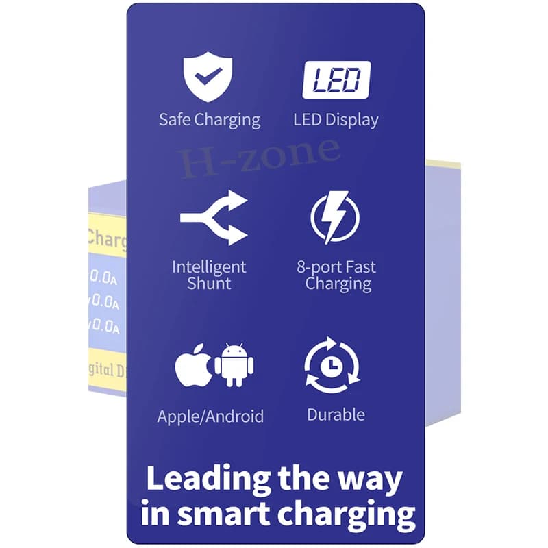 ميكانيكي iCharge 6M USB 6-port شاحن شحن سريع شاشة ديجيتال ذكية متعددة المنافذ مسامية آيفون شاومي الهاتف المحمول اللوحي - 4