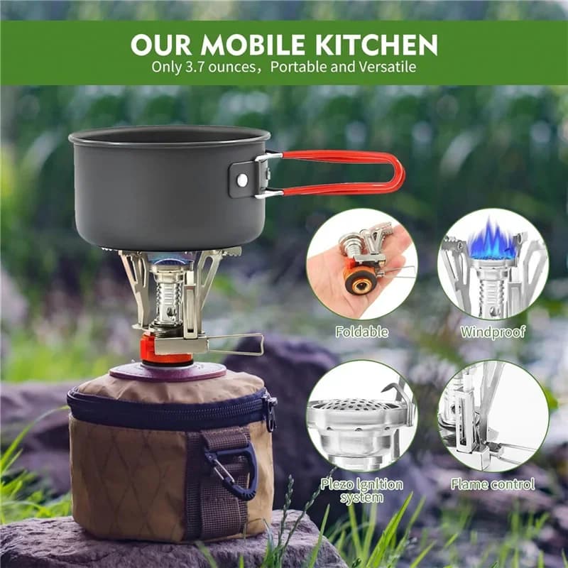 One Piece Gas Stove with Converter Portable Compact Outdoor Cooking Gear for Camping Hiking Backpacking - 4
