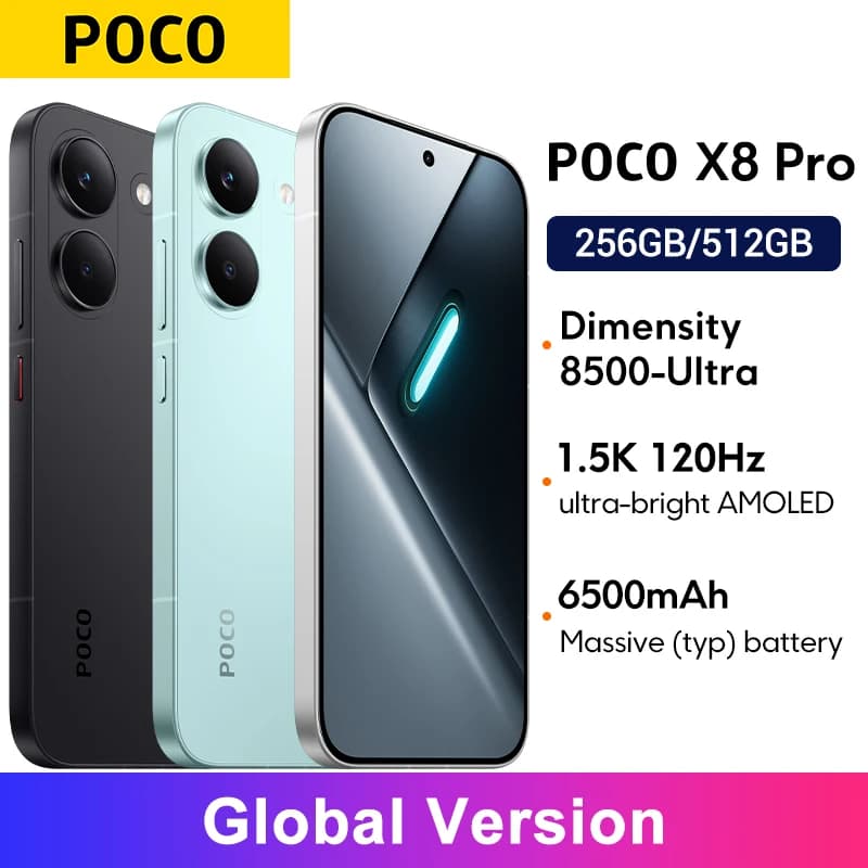 POCO X8 Pro Global Version Smartphone Dimensity 8500-Ultra 6500mAh battery 6.59" 1.5K 120Hz AMOLED display 50MP