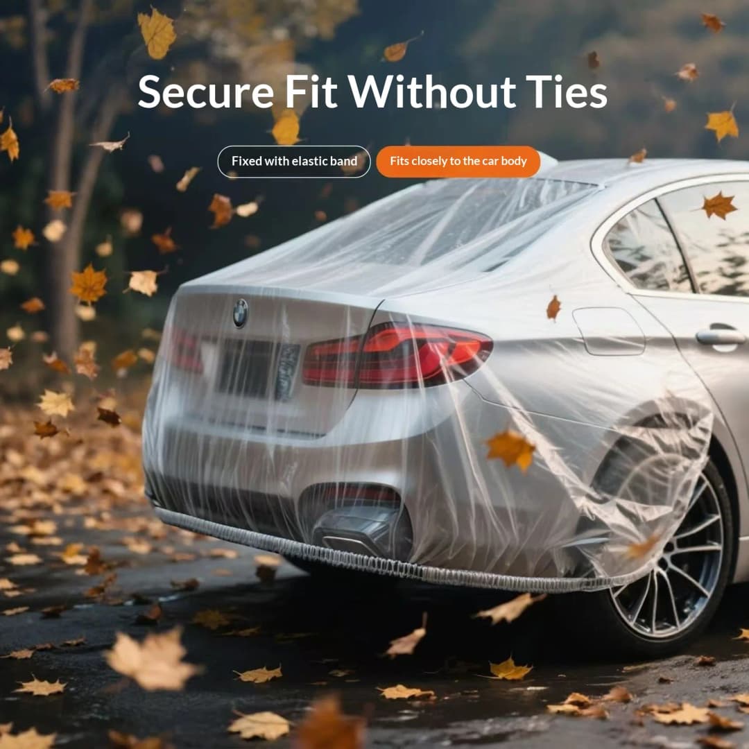 Disposable Transparent Universal Car Cover, PEVA Dustproof & Scratch-Free Auto Protector for Indoor Vehicle Exterior Protection - 4