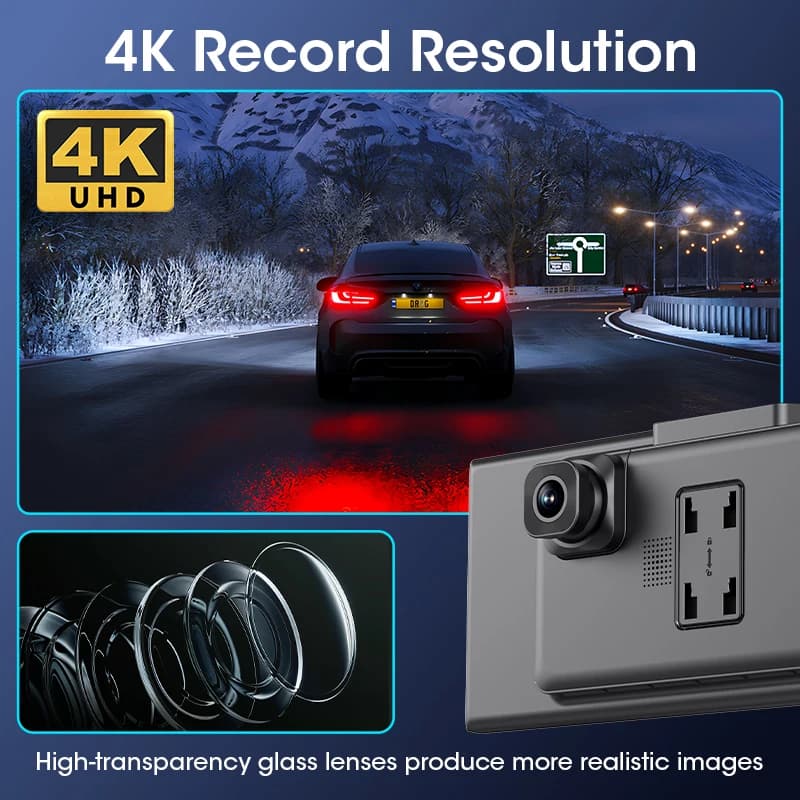 Develuck NEW 11.26 inch 4K DVR Wireless CarPlay and Android Auto Portable Dash Cam Car Screen Video Recorder 5G WIFI Navigation - 4