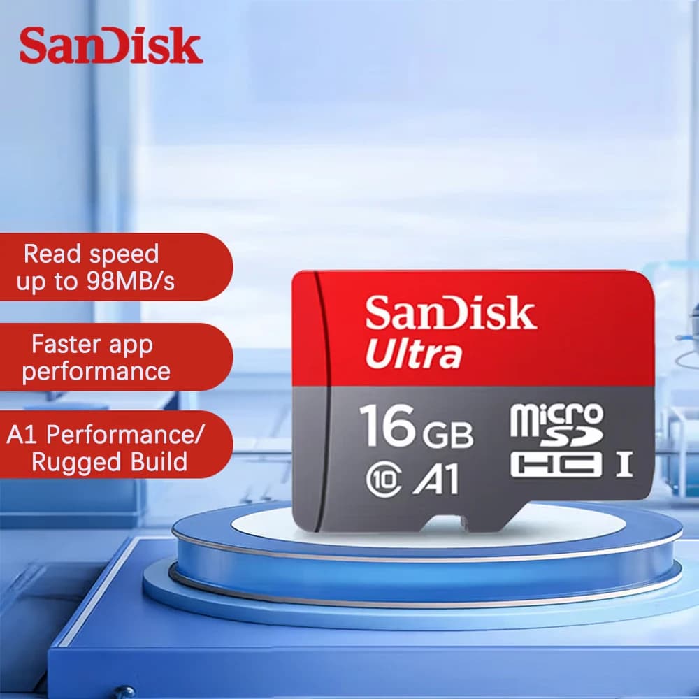 بطاقة ذاكرة Sandisk Ultra Micro tf SD بسعة 128 جيجابايت و32 جيجابايت و64 جيجابايت و256 جيجابايت، بطاقة ذاكرة فلاش SD/TF، بطاقة ذاكرة miniSD للهاتف