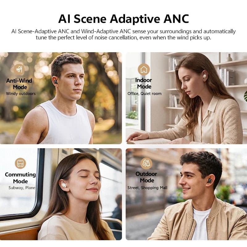 QCY MeloBuds A30 Wireless Earbuds 60dB Adaptive AI Scene ANC 8-Mic 3-Device Connect Bluetooth Earphones LDAC Hi-Res Headphones - 3