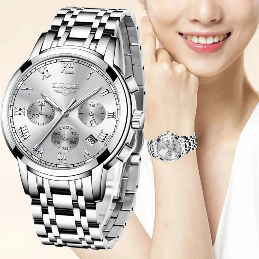 LIGE New Fashion Quartz Watch For Women Casual Military Chronograph Wristwatches Sport Waterproof Women Watch Relogio Feminino - 6