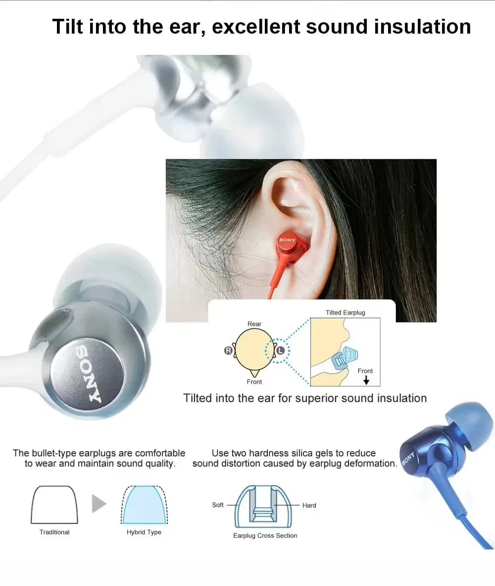 NEW Sony MDR-EX255AP In-Ear Wired Headphones Stereo Earphones with Mic for Music Gaming - 6