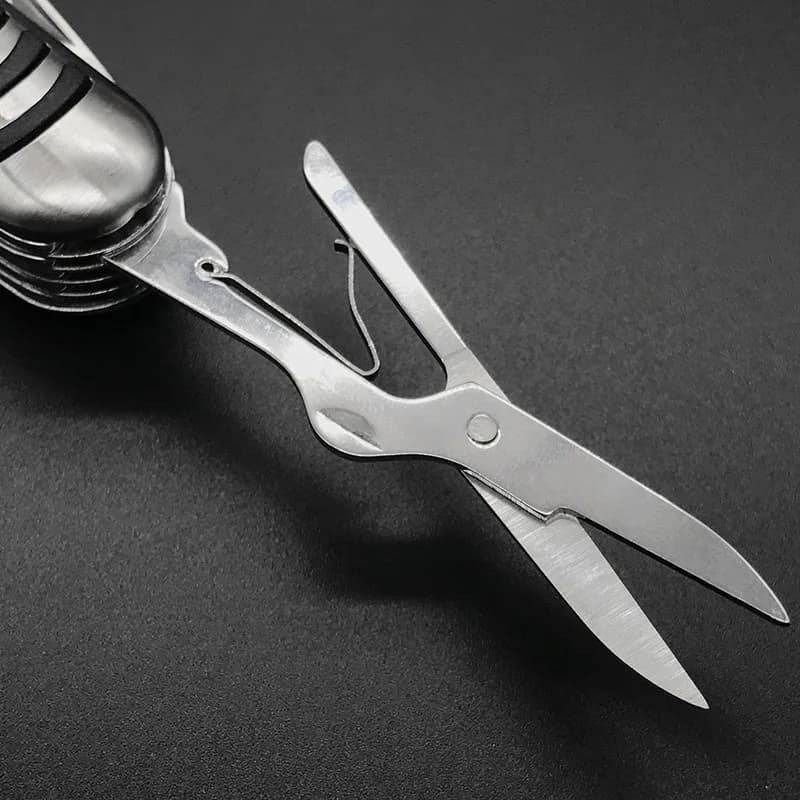 Portable 11 in 1 Fold Pocket knife Carry Around Multifunction Outdoor Emergency Tools Stainless Steel Bottle Opener Cork Drill - 4