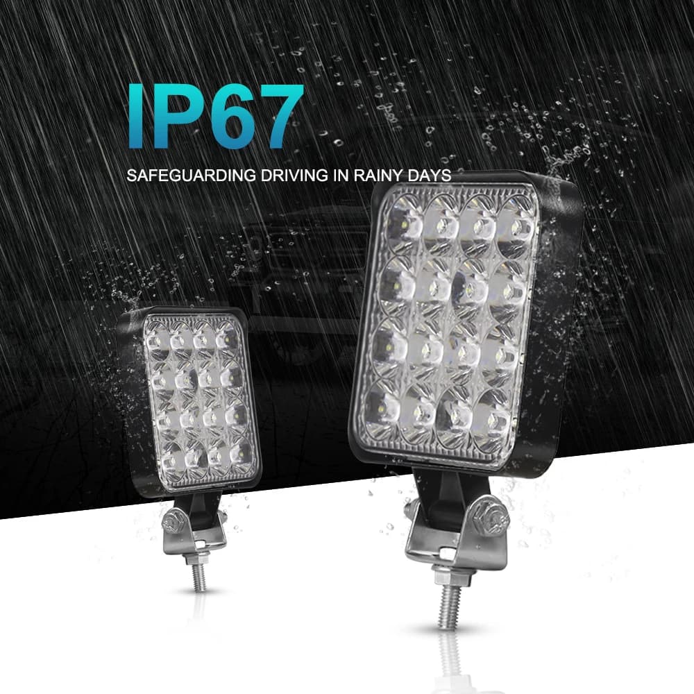 شريط إضاءة LED 12 فولت 24 فولت 42 واط شريط إضاءة عمل كشاف مربع لسيارات الجيب الشاحنات الطرق الوعرة الدراجات النارية الجرارات سيارات الدفع الرباعي ATV مصابيح LED أمامية - 4