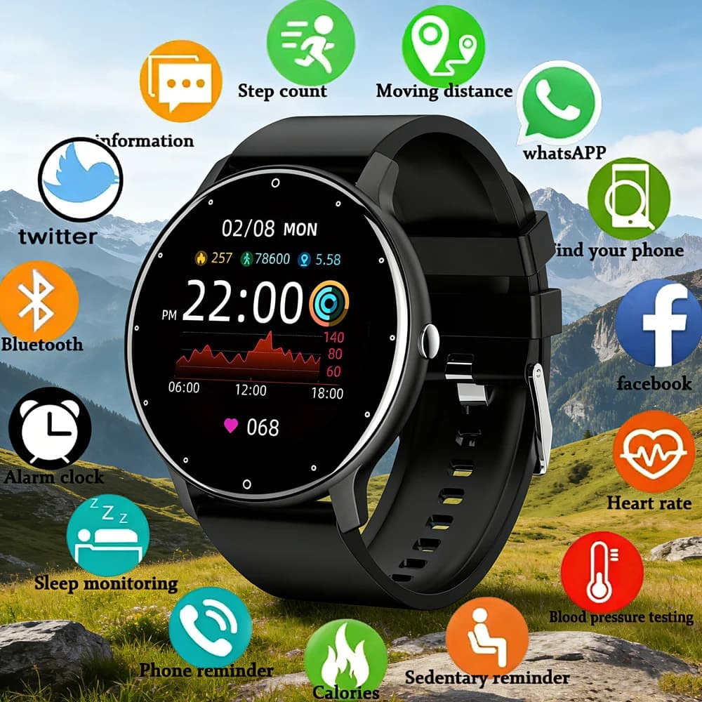 ساعة ليج الذكية - شاشة لمس كاملة، بلوتوث، مقاومة للماء، تتبع اللياقة والرياضة، متوافقة مع أندرويد وآيفون للرجال والنساء