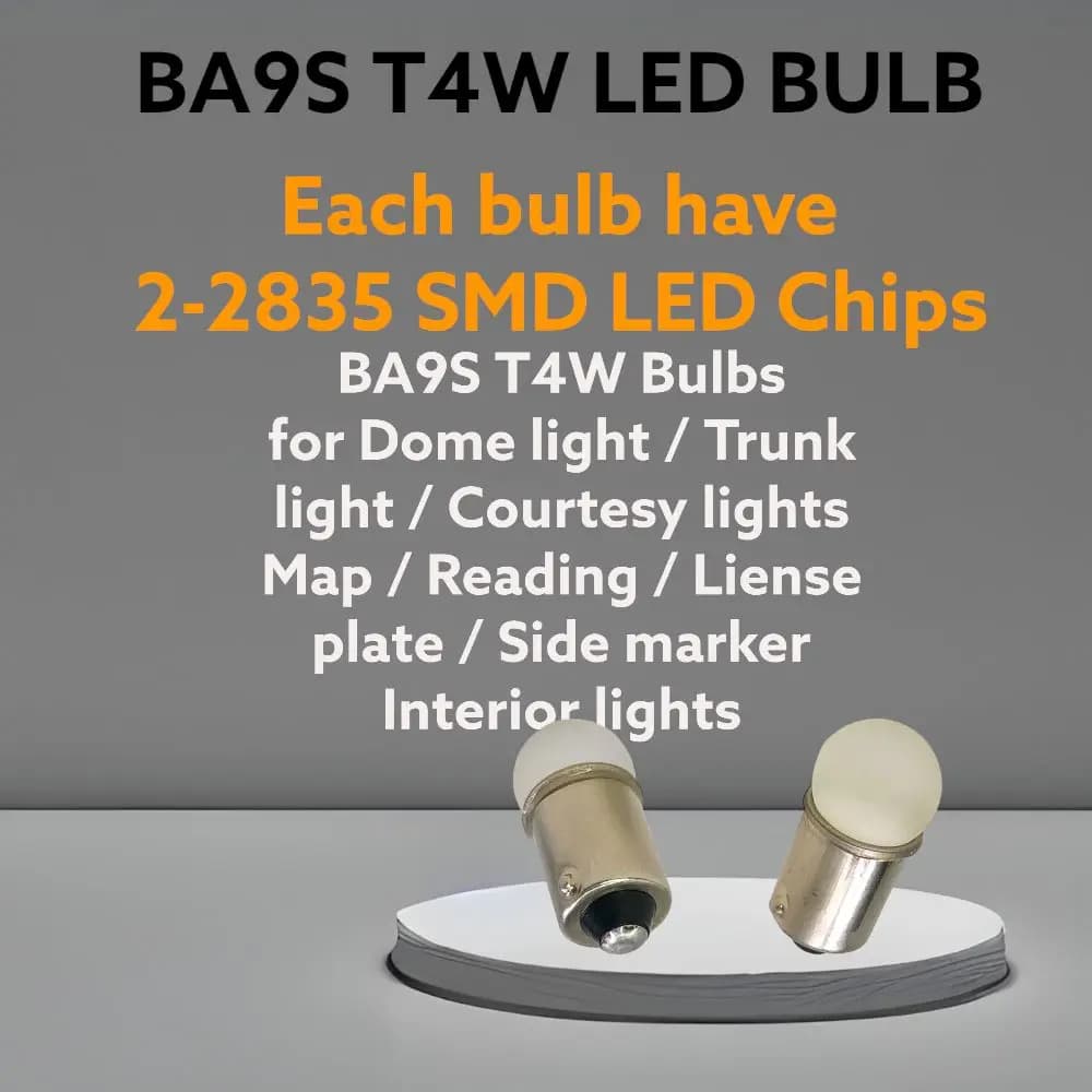 1 Pcs Auto White BA9S Socket T4W 2835 SMD 2 LED Tail Dome Lamp Turn Signal Lights Car Wedge Side Marker Bulbs 12V DC - 4