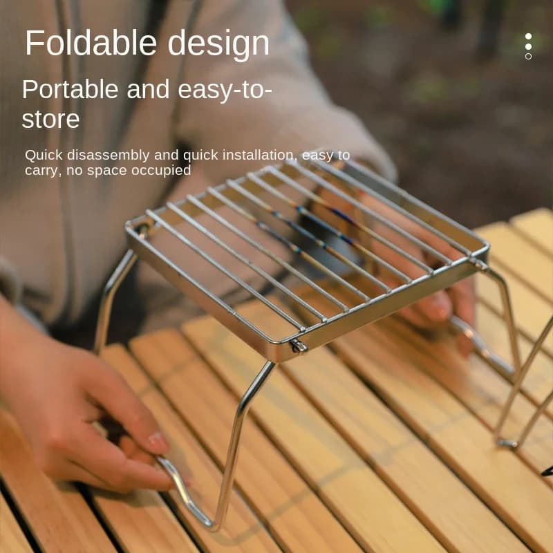 Outdoor Stainless Steel Stove Holder Camping Portable Folding Mini Barbecue Rack Pot Holder Baking Tray Holder - 5
