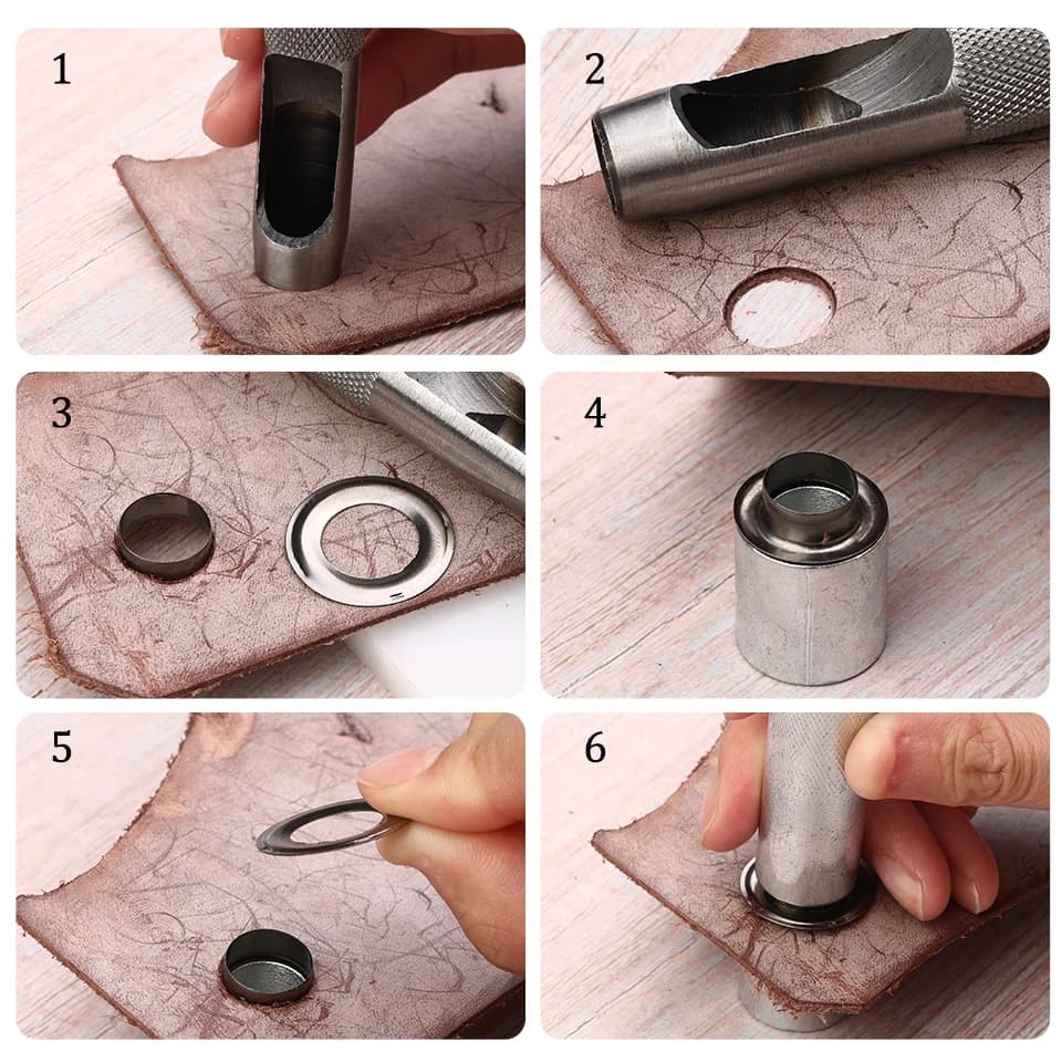 مجموعة أدوات جروميت معدنية 400 قطعة، حلقات ثقوب بقطر داخلي 6 مم/12 مم للملابس والأحذية والحقائب والحرف الجلدية - اصنعها بنفسك - 5