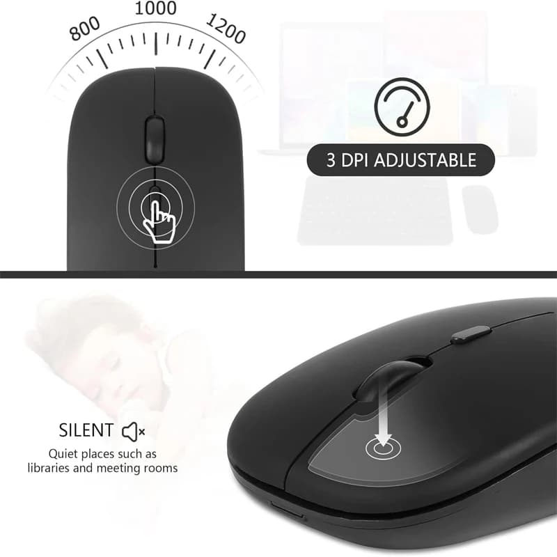 Rechargeable Wireless Mouse Bluetooth-compatible 2.4GHz Dual Modes Computer Mice with Nano Receiver for PC Laptop Macbook - 5
