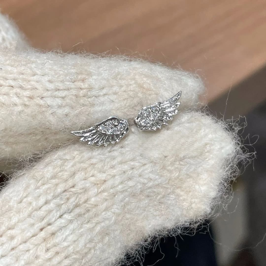 A Pair Vintage Couples Creative Angel Wings Stud Earrings Women Punk Studs Birthday Jewelry Gift - 3