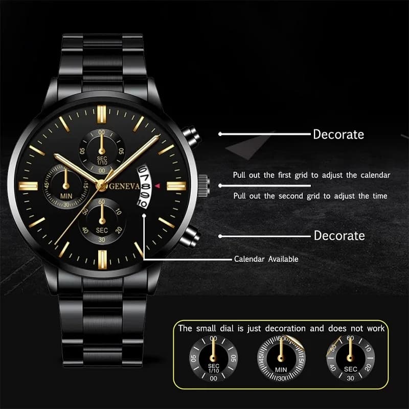 Fashion Men Watch Luxury Calendar Quartz Wrist Watch Mens Business Watches for Man Clock Montre Homme - 2