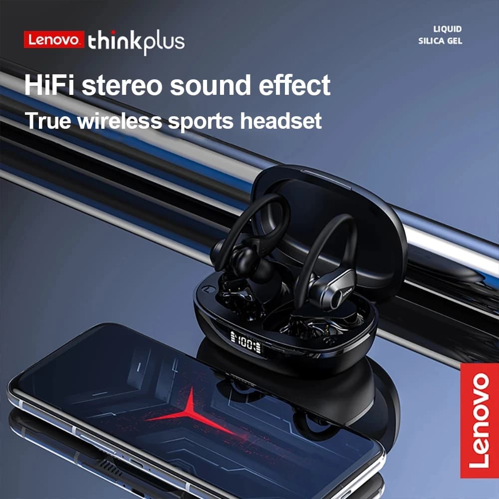 Lenovo LP75 Sports Wireless Earphones with Mics,Button Control, LED Power Display,Hifi Stereo Sound Bluetooth 5.3 TWS Headphones - 3