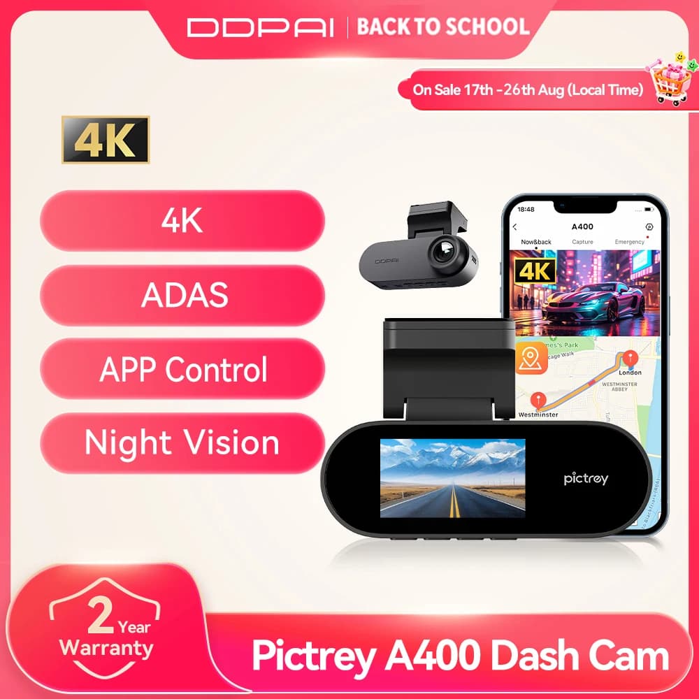 Pictrey A400 4K Dash Cam Built-in ADAS Wi-Fi Dash Car Camera with 1.9'' IPS Screen Support Parking Monito Night Vision Car DVR