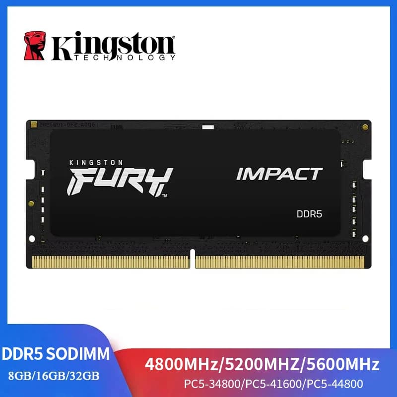 Kingston FURY Impact DDR5 RAM 32 16 8GB 5600MHz 4800 5200MHz SODIMM Memory 260Pin SODIMM PC5-34800 41600 44800 DDR5 Notebook RAM