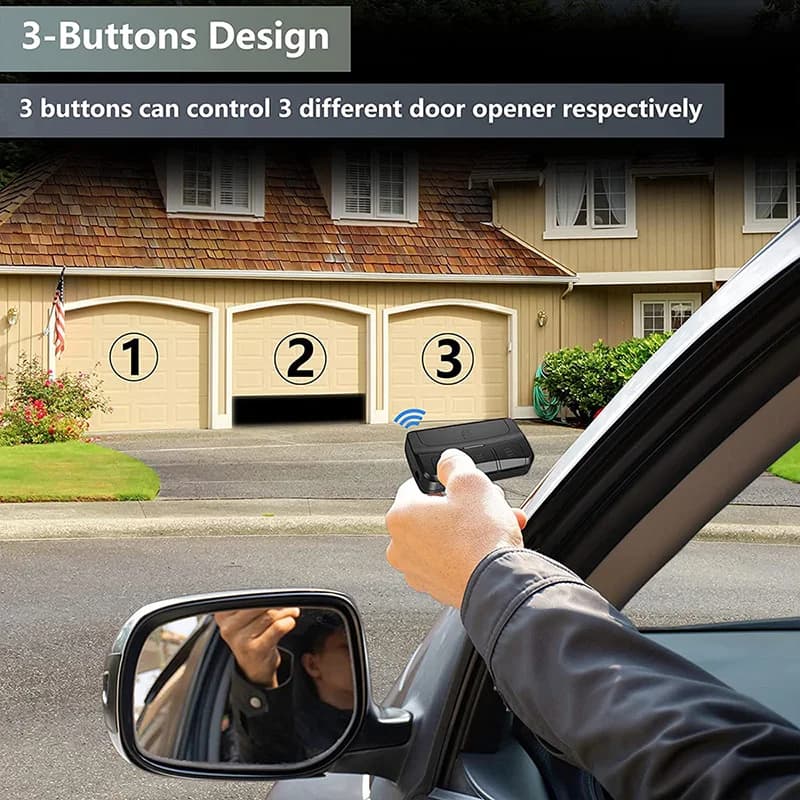 Garage Remote Control Clone Multifrequency 287MHz-868MHz Garage Door Opener Gate Control 3 Buttons Includes Car Sun Visor Clip - 2