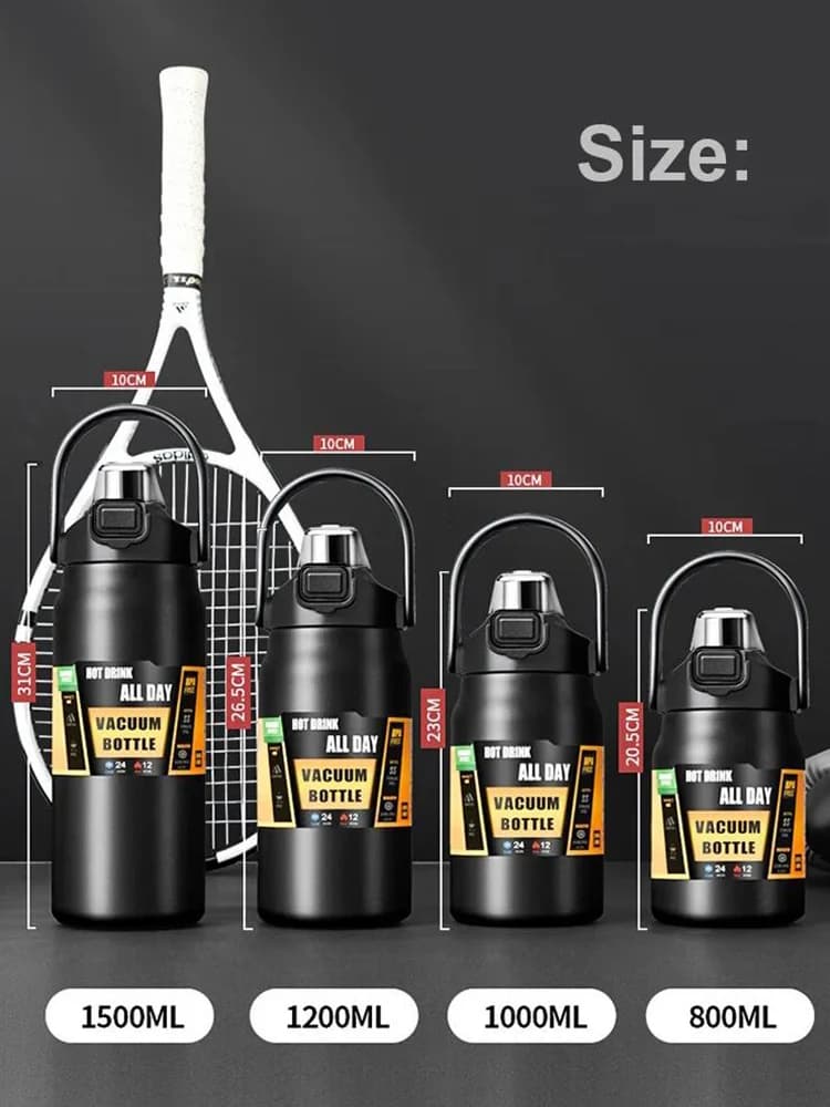 ترمس محمول مع قشة من الفولاذ المقاوم للصدأ 304 كوب حراري كوب قهوة قارورة فراغ رياضية زجاجة ماء بارد وساخن - 2