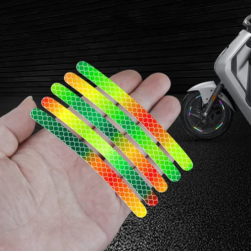 For Bicycle Wheels Car Motorcycle Seven-Color Laser Car Decoration Accessories Anti-Collision Reflective Warning Stickers - 5