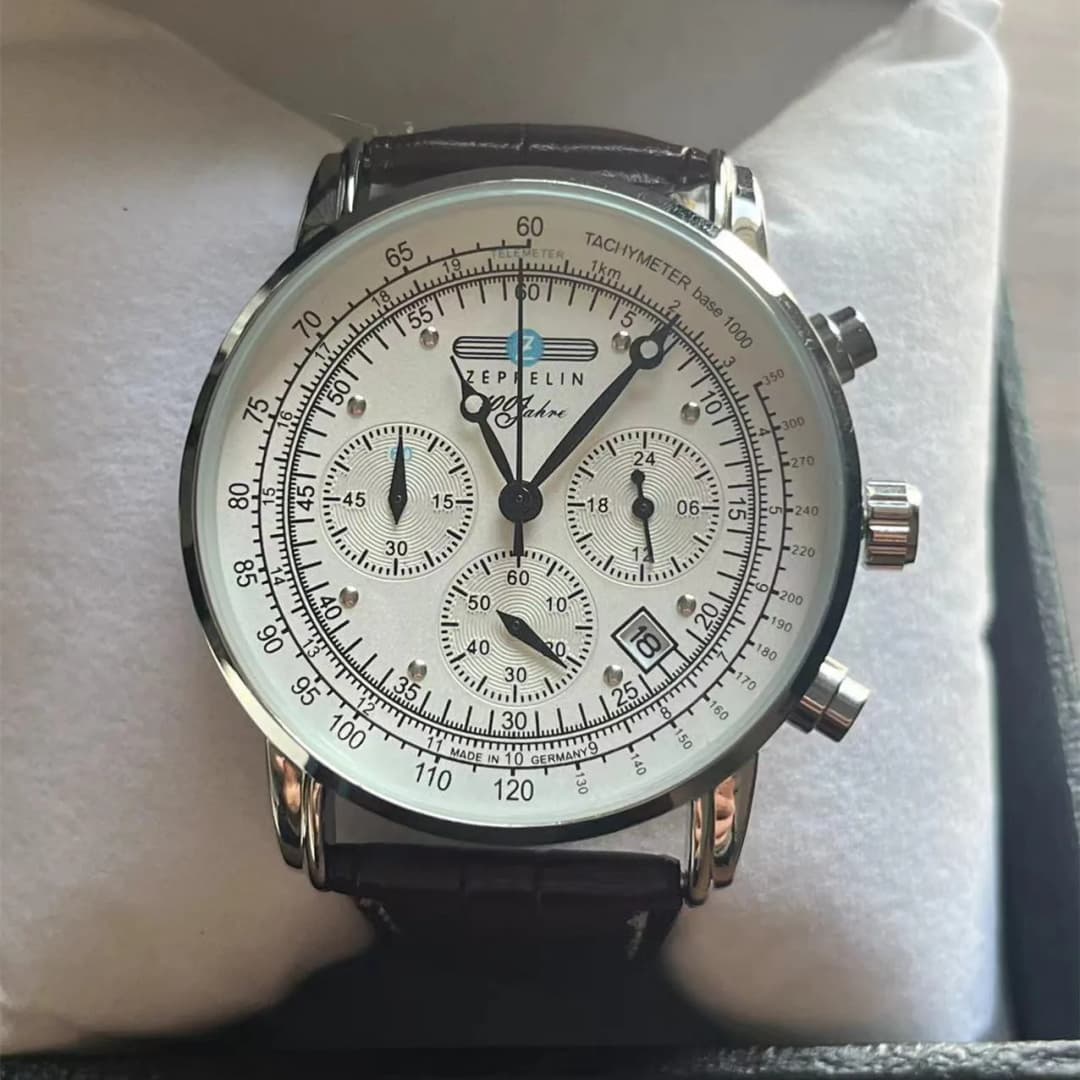 ساعة رجالية جديدة أنيقة من زيبلين بثلاث عيون وثواني متحركة، ساعة كرونوغراف متعددة الوظائف للأعمال والترفيه بحركة كوارتز